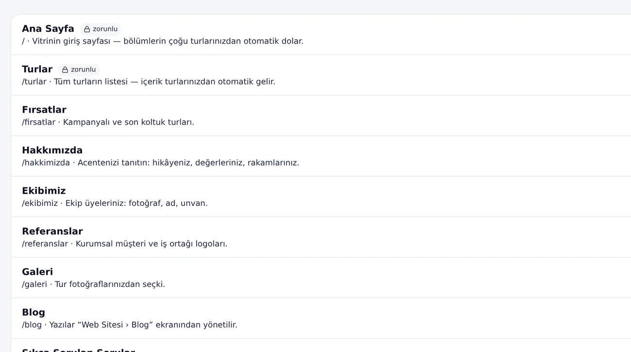 Web sitesi yönetim ekranı